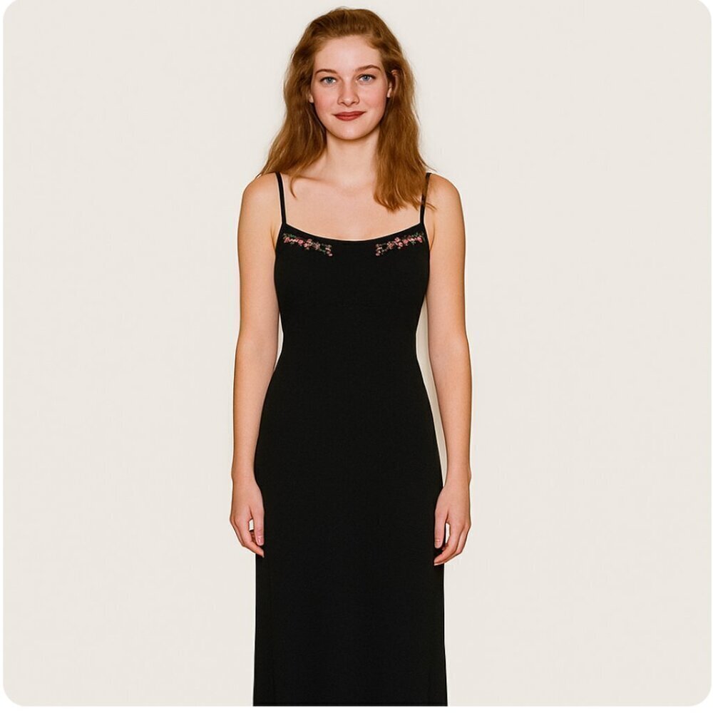 Jessica McClintock vintage 90's maxi dress gown size 11 12 black long USA made